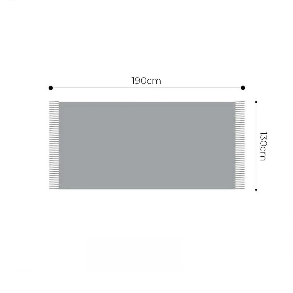 SOGA 2X 130x190cm Misty Beige Blanket – Houndstooth Tassel Throw