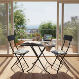 SOGA Home & Living Bundle – Black Folding Dining Table & 2 Foldable Chairs for Home Decor