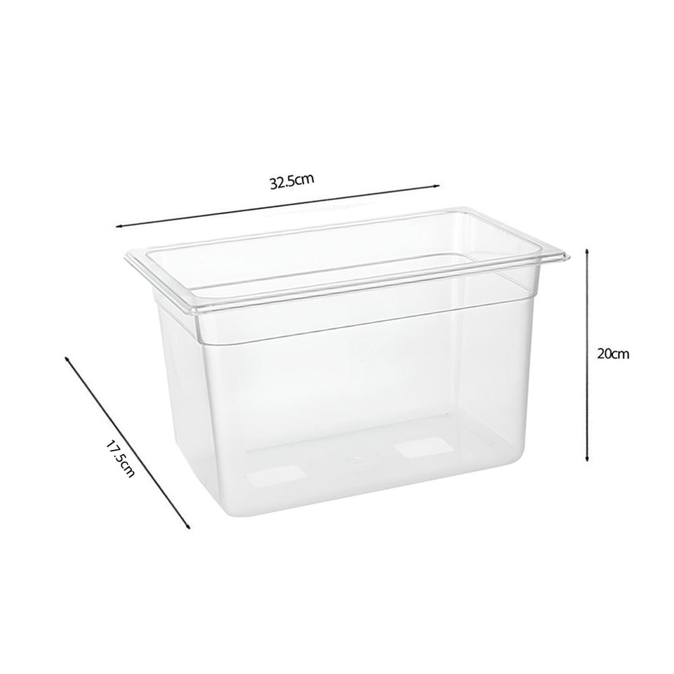 SOGA 200mm Clear Gastronorm GN Pan 1/3 Food Tray Storage Bundle of 4 with Lid