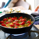 SOGA 2X 26cm Round Cast Iron Frying Pan Skillet Steak Sizzle Platter with Handle