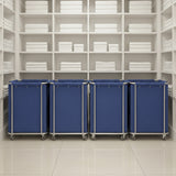 SOGA Stainless Steel Commercial Square Soiled Linen Laundry Trolley Cart with Wheels Blue