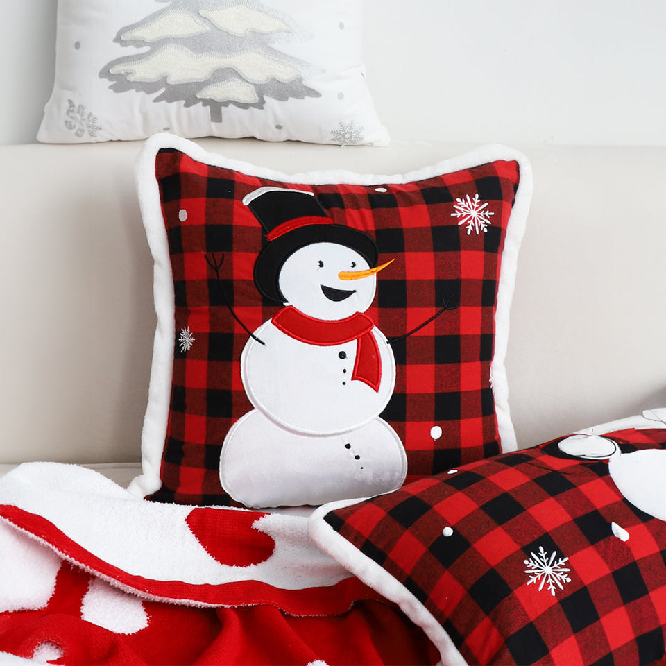 SOGA 45cm Red Christmas Snowman Throw Pillow