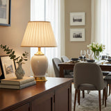 SOGA 4X Ceramic Oval Table Lamp with Gold Metal Base Desk Lamp White