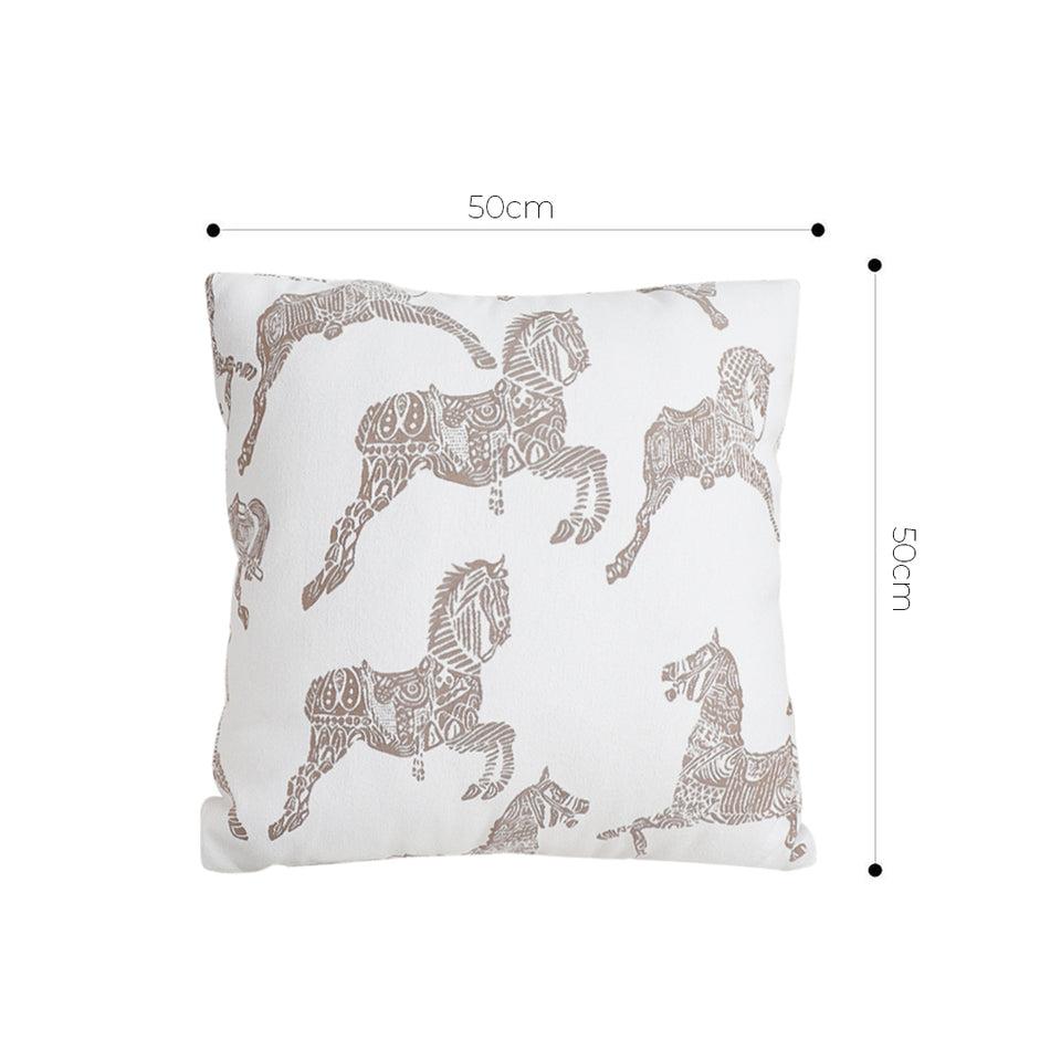 SOGA 2X 50cm White Decorative Horse Pattern Cushion Throw Pillow