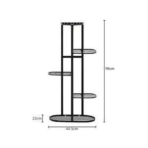 SOGA 2X 5 Tier 6 Pots Black Metal Plant Rack Flowerpot Storage Display Stand Holder Home Garden Decor