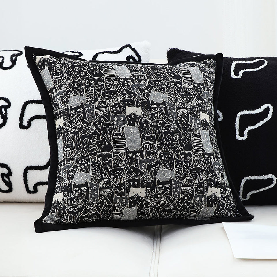 SOGA 2X 45cm Throw Pillow Black Cat Paradise Wide Border Decorative Cushion for Living Room