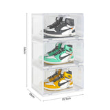 SOGA  2X 3 Tier Transparent Portable Shoe Organiser Sneaker Footwear Folding Plastic Bin Stackable Storage Box with Magnetic Door