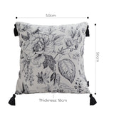SOGA 2X 50cm Throw Pillow  Black and White Elegant Floral Print with Tassel Accents Home Decor