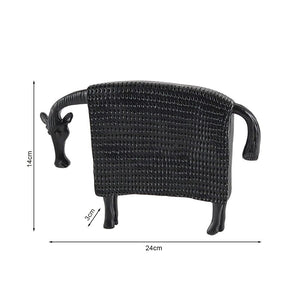SOGA 24cm Black Cow Sculpture with Dotted Pattern in Resin for Modern Home Decor