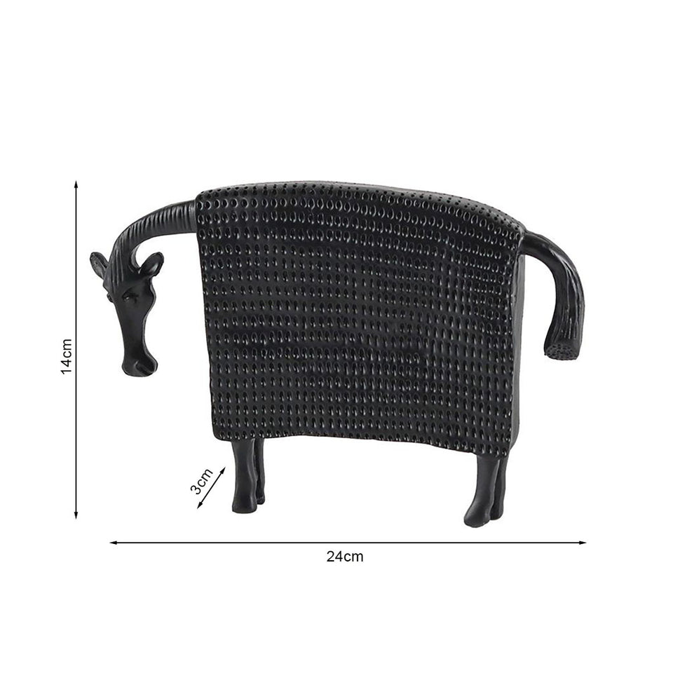SOGA 24cm Black Cow Sculpture with Dotted Pattern in Resin for Modern Home Decor