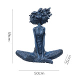 SOGA 59cm Blue Resin Sculpture Abstract Yoga Girl Design for Home Decor