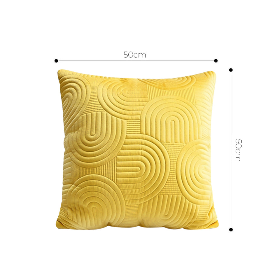 SOGA 2X 50cm Yellow Textured Geometric Pattern Decorative Throw Pillow