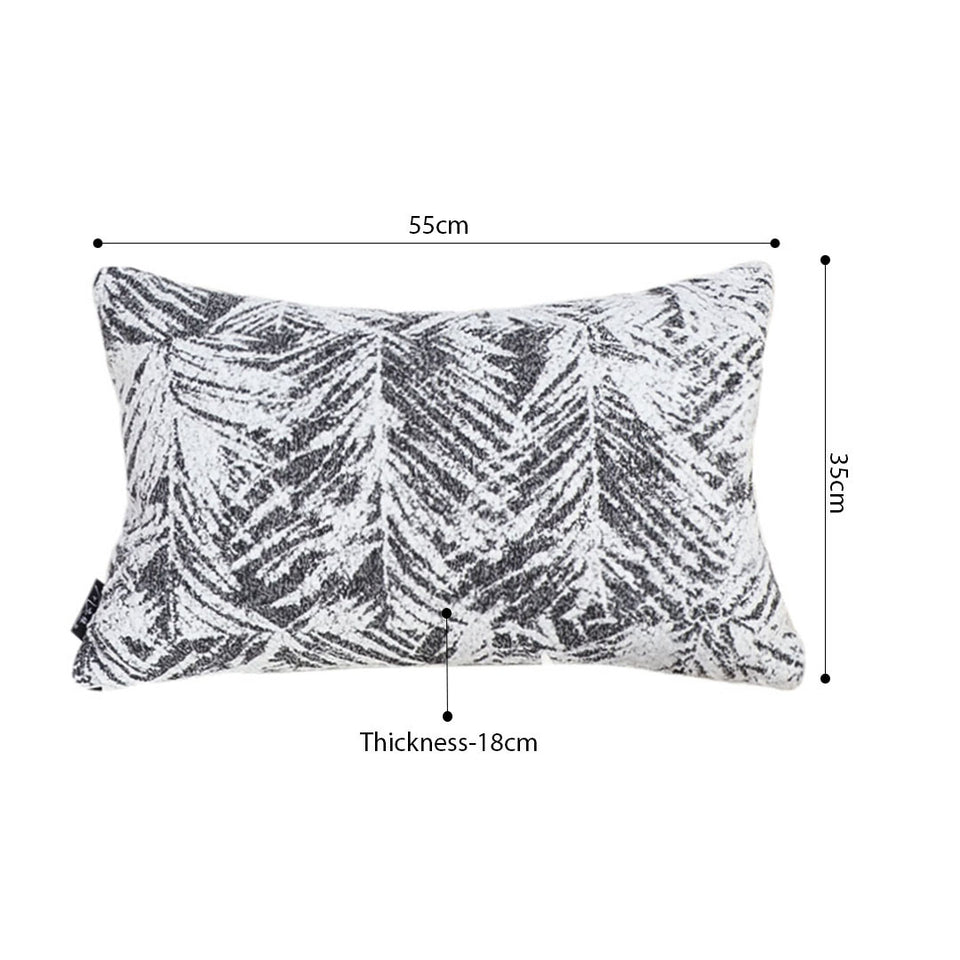 SOGA 35cm Modern Charcoal Palm Leaf Print Contemporary Throw Pillow