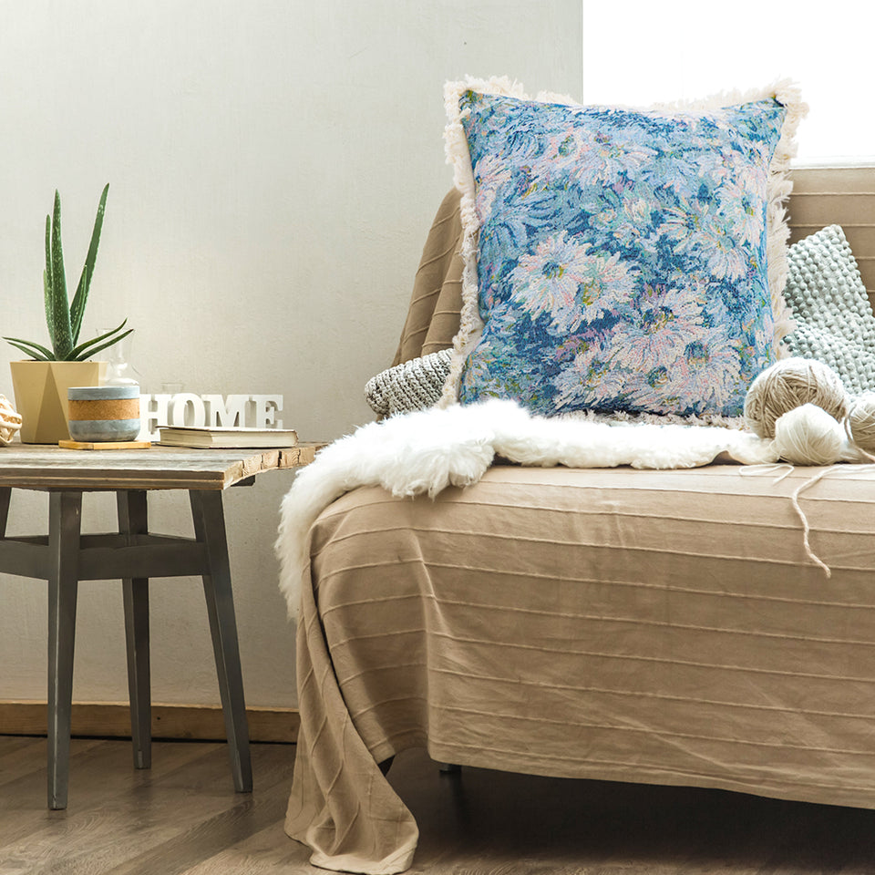 SOGA 45cm Oil Painting Shabby Chic Style Handmade Full Floral Needlepoint Throw Pillow