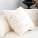 SOGA 2X 45cm Bohemian Cream Tufted Grid Pattern Decorative Throw Pillow