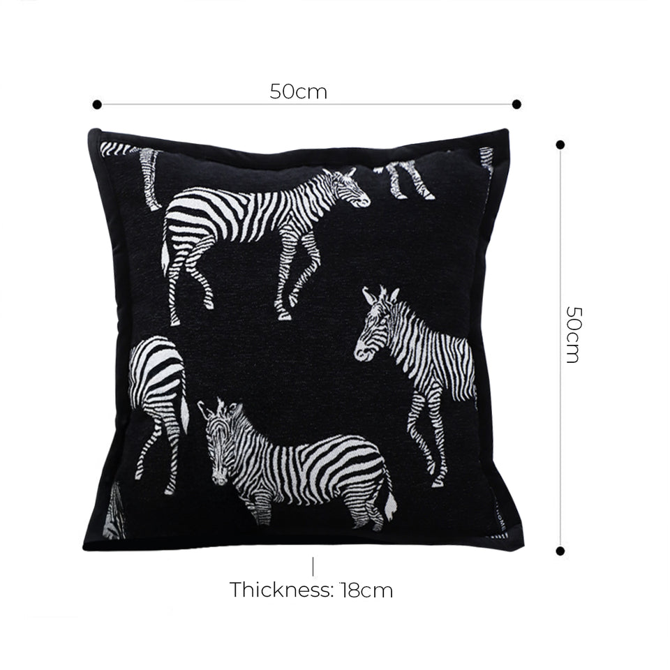 SOGA 50cm Throw Pillow  Black Light Luxury Zebra Square Pillow for Home Decor