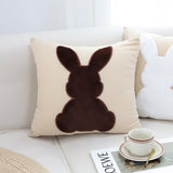 SOGA 2X 45cm Throw Pillow Light Tan Square Cushion with Soft Coffee Bunny Design Decorative Home Decor