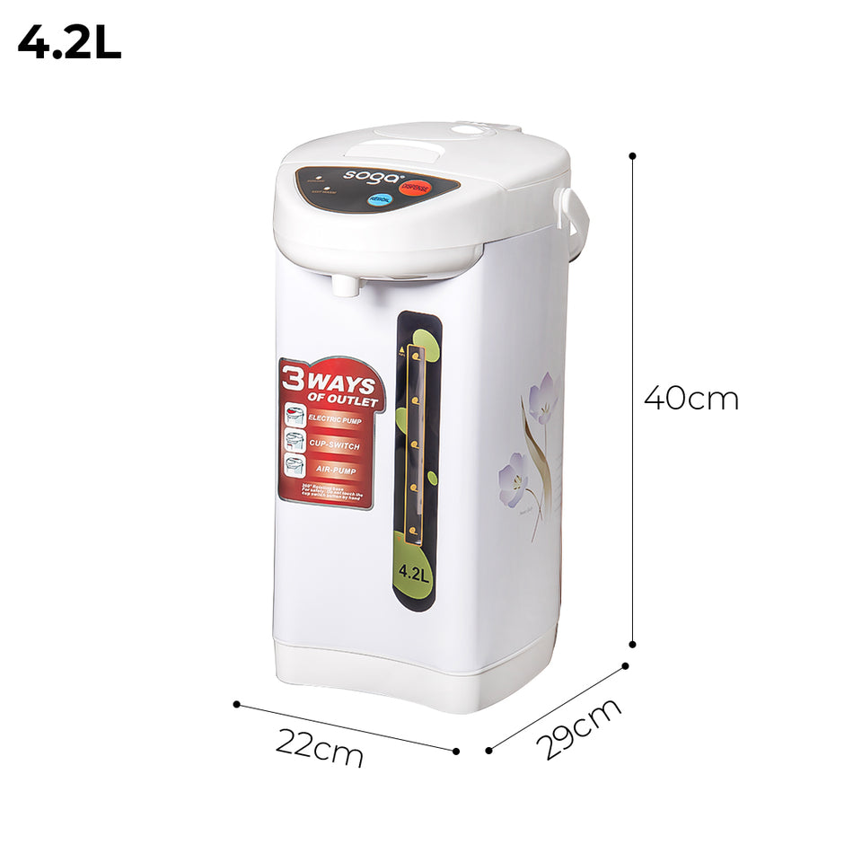 SOGA 2X 4.2L White Electric Kettle Water Boiler 3 Dispensing Modes Keep Warm