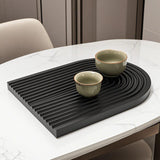 SOGA 32cm Black Ribbed Wooden  - Premium Beech Wood Decorative Tray