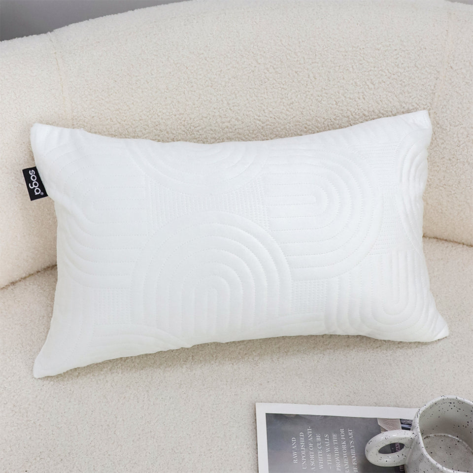 SOGA 30cm White Textured Geometric Pattern Decorative Throw Pillow