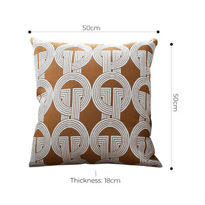 SOGA 50cm Throw Pillow Brown Circular Chain Jacquard  Decorative Square for Home Decor