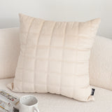 SOGA 2X 50cm Beige Quilted Grid Pattern Decorative Throw Pillow