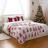 SOGA Christmas Bundle – Red Christmas Tree Fleece Throw & Red Snowman Holiday Pillows