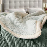 SOGA 2X Light Green Throw Blanket Warm Cozy Double Sided Thick Flannel Coverlet Fleece Bed Sofa Comforter