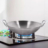 SOGA 3-Ply 42cm Stainless Steel Double Handle Wok Frying Fry Pan Skillet with Lid