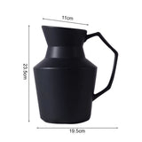 SOGA 23.5x19.5cm Ornament Black Modern Vase Pitcher with Angular Handle Sleek Minimalist for Home Decor