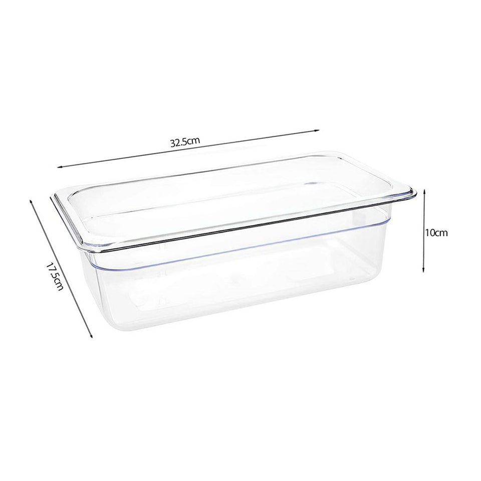 SOGA 100mm Clear Gastronorm GN Pan 1/3 Food Tray Storage Bundle of 2