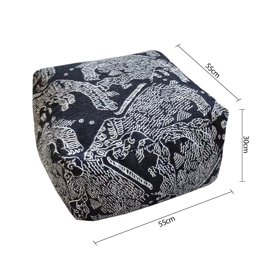 SOGA 55x30cm Black Squared Soft Pouffe Seat Cushion Elegant Home Accent Décor Stylish Footstool