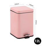 SOGA 2X Foot Pedal Stainless Steel Rubbish Recycling Garbage Waste Trash Bin Square 12L Pink