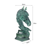 SOGA 37cm Green Horse Head Resin Sculpture Flowing Mane Design Modern Art for Home Decor