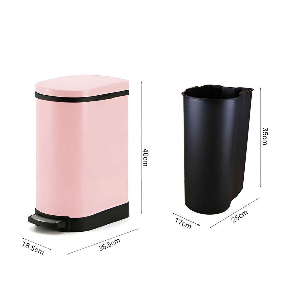 SOGA 2X Foot Pedal Stainless Steel Rubbish Recycling Garbage Waste Trash Bin 10L U Pink