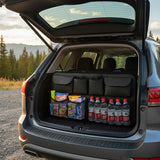 SOGA Car Bundle – Black Leather Back Seat Storage Organizer & Inflatable Boot Mattress