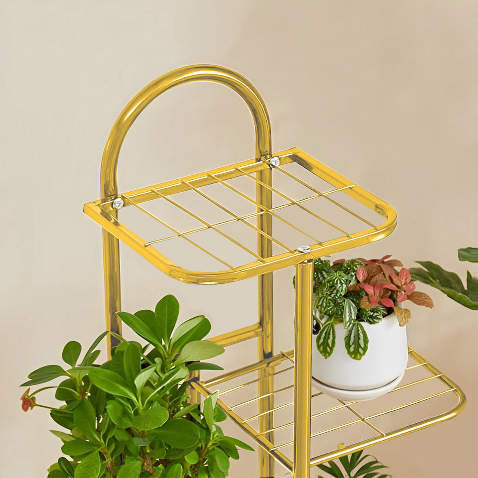 SOGA 2X 8 Tier 9 Pots Gold Metal Plant Stand Flowerpot Display Shelf Rack Indoor Home Office Decor