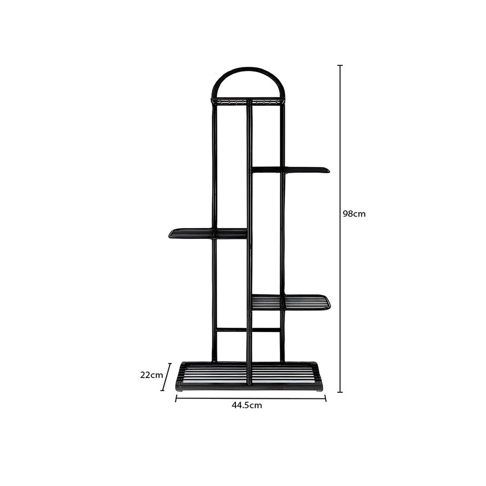 SOGA 2X 5 Tier 6 Pots Black Metal Plant Stand Flowerpot Display Shelf Rack Indoor Home Office Decor