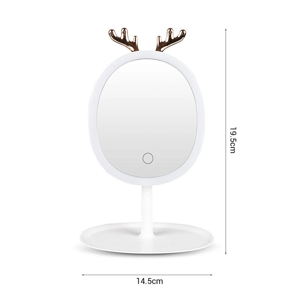 SOGA White Antler LED Light Makeup Mirror Tabletop Vanity Home Decor