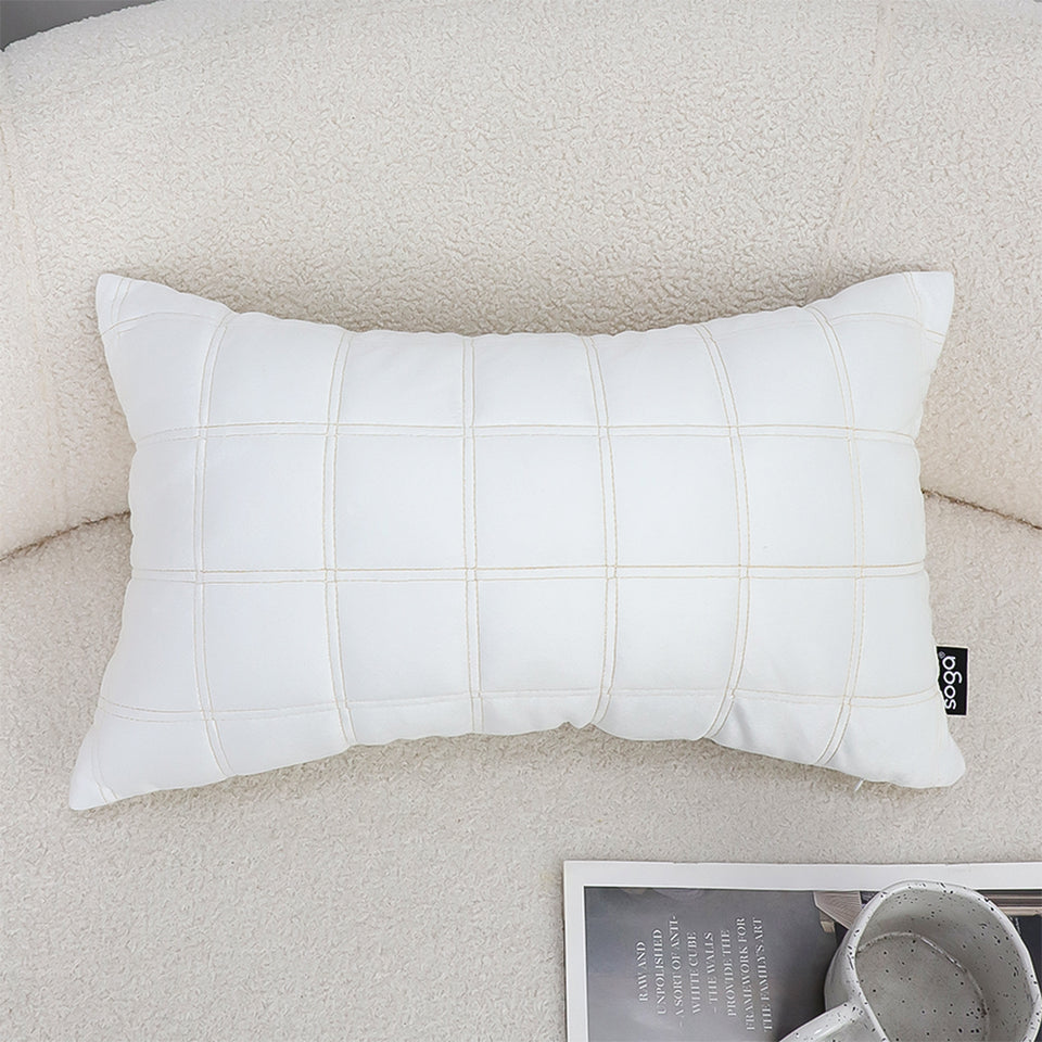 SOGA 2X 30cm White Quilted Grid Pattern Decorative Throw Pillow