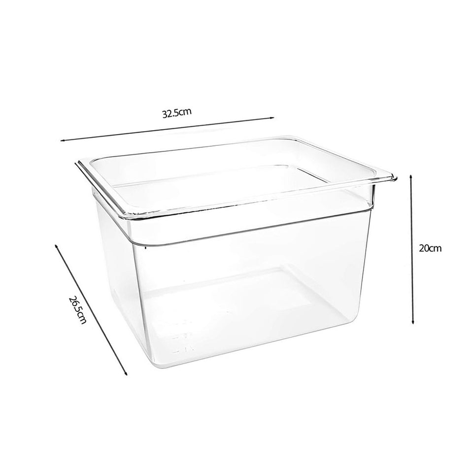 SOGA 200mm Clear Gastronorm GN Pan 1/2 Food Tray Storage Bundle of 6