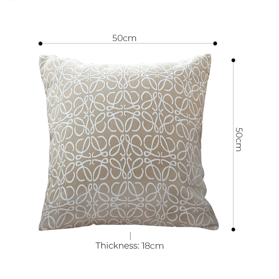 SOGA 50cmThrow Pillow White and Beige Geometric Pattern Accent for Home Decor