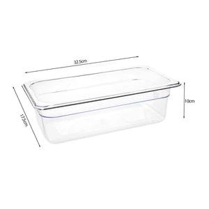 SOGA 100mm Clear Gastronorm GN Pan 1/3 Food Tray Storage Bundle of 2 with Lid