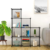 SOGA Black Portable 9-Cube 3 Column Storage Organiser Foldable DIY Modular Grid Space Saving Shelf