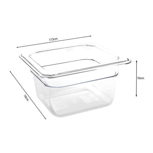SOGA 100mm Clear Gastronorm GN Pan 1/6 Food Tray Storage Bundle of 2 with Lid