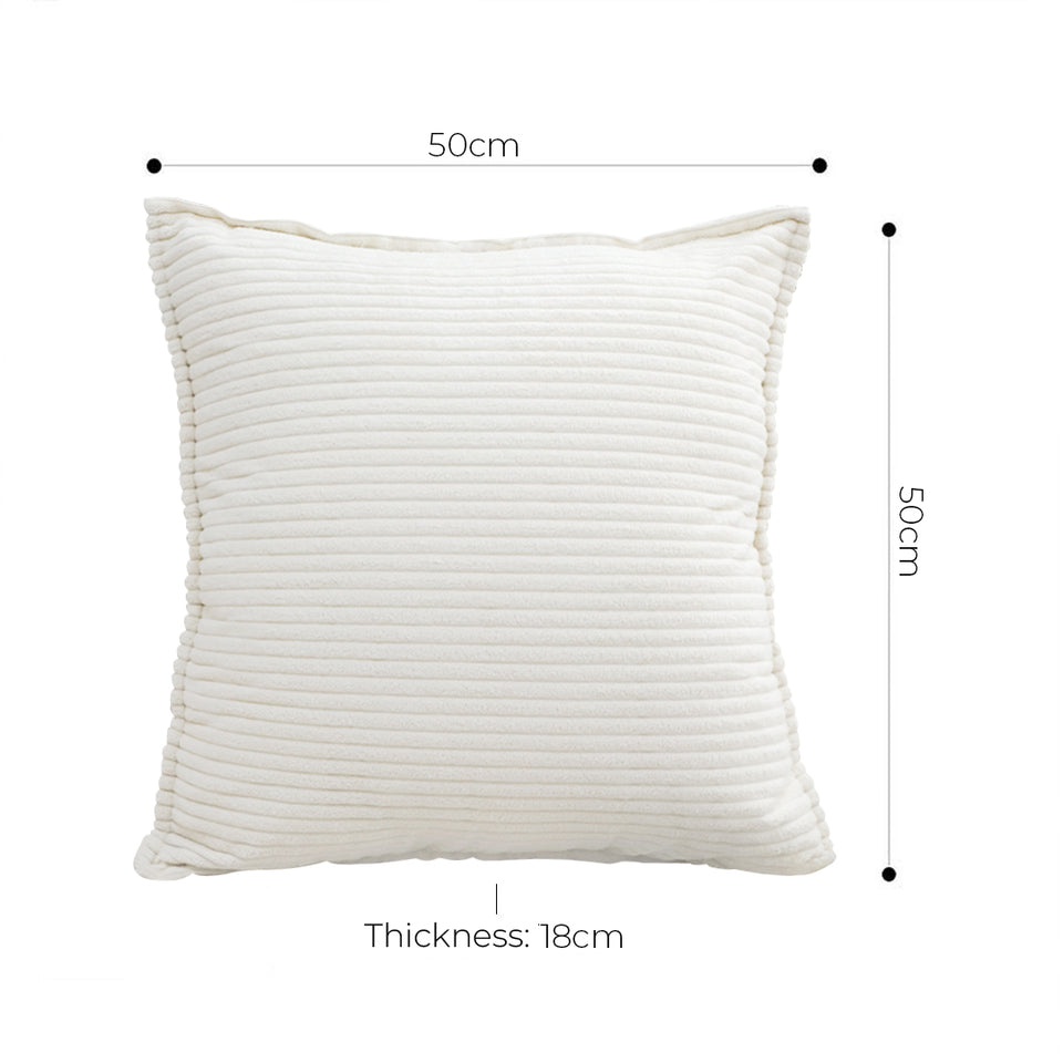 SOGA 50cm Beige Corduroy Wabi-Sabi Striped Throw Pillow