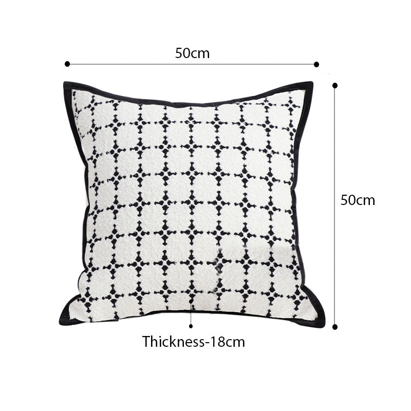 SOGA 50cm Moroccan Black Cross Pattern Black Trim Decorative Throw Pillow