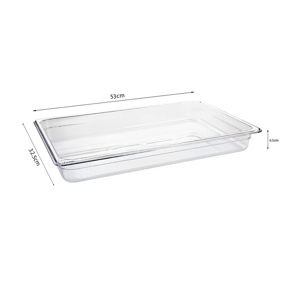SOGA 65mm Clear Gastronorm GN Pan 1/1 Food Tray Storage Bundle of 6 with Lid