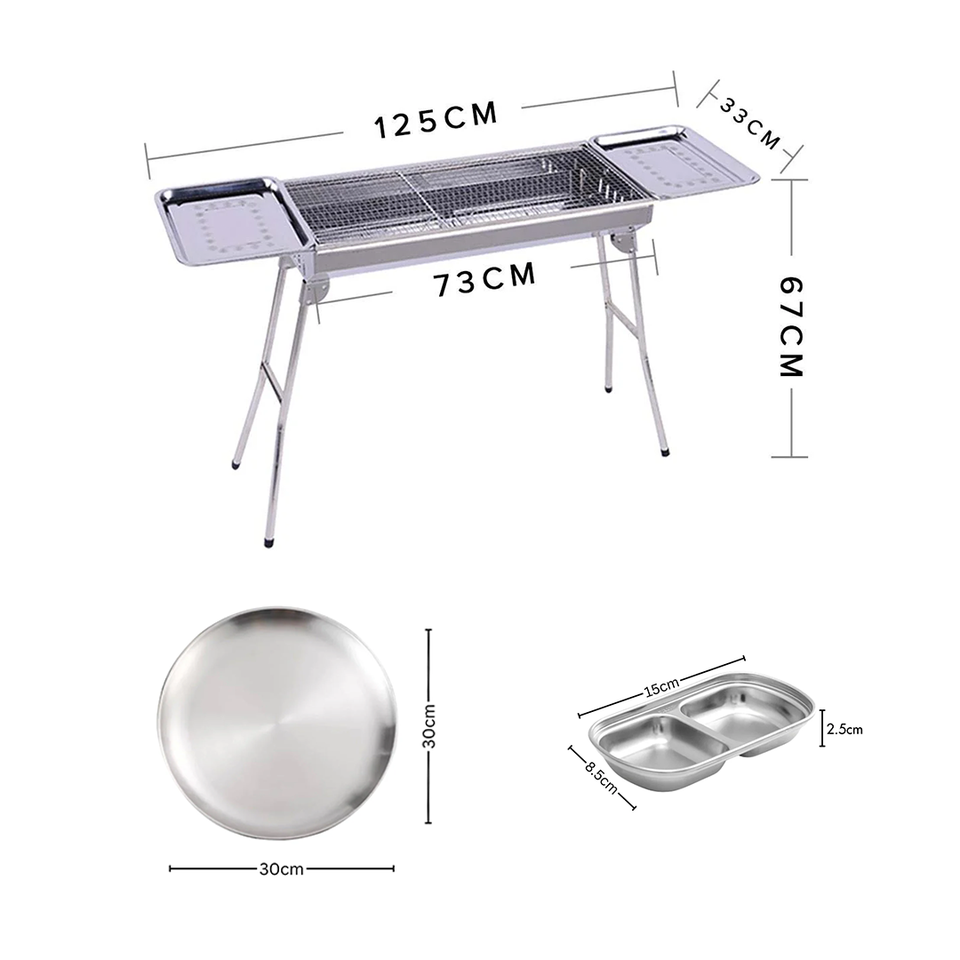SOGA Kitchenware Bundle – Stainless Steel Skewers Grill, Silver Grilling Plate & Sauce Pan