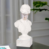 SOGA 45cm White Classical Bust Sculpture Resin with Gold Striped Mask for Modern Home Decor